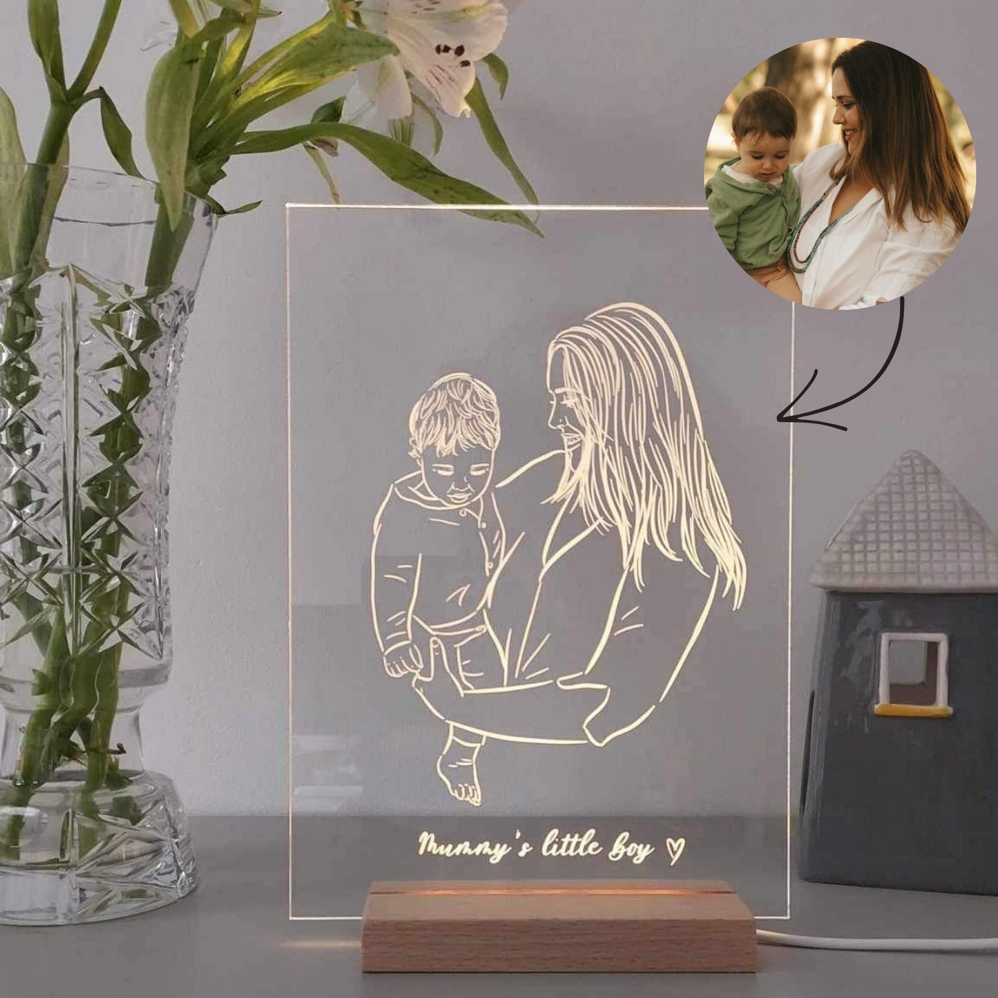 Custom Portrait USB Light Acrylic Plaque