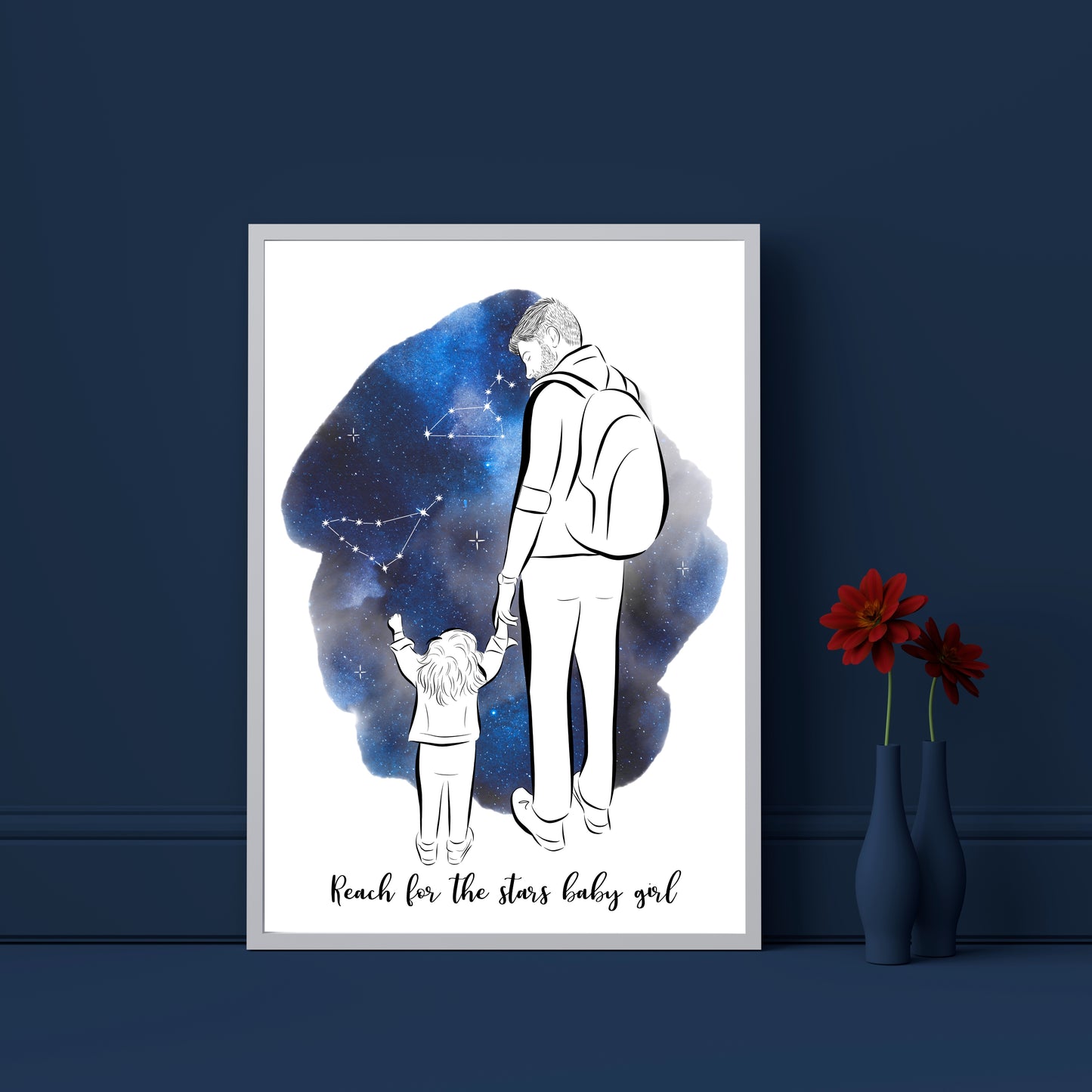 Custom Zodiac Daddy and Child Portrait