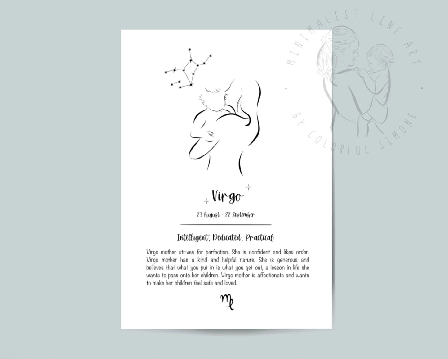 Virgo Mother Zodiac Illustration