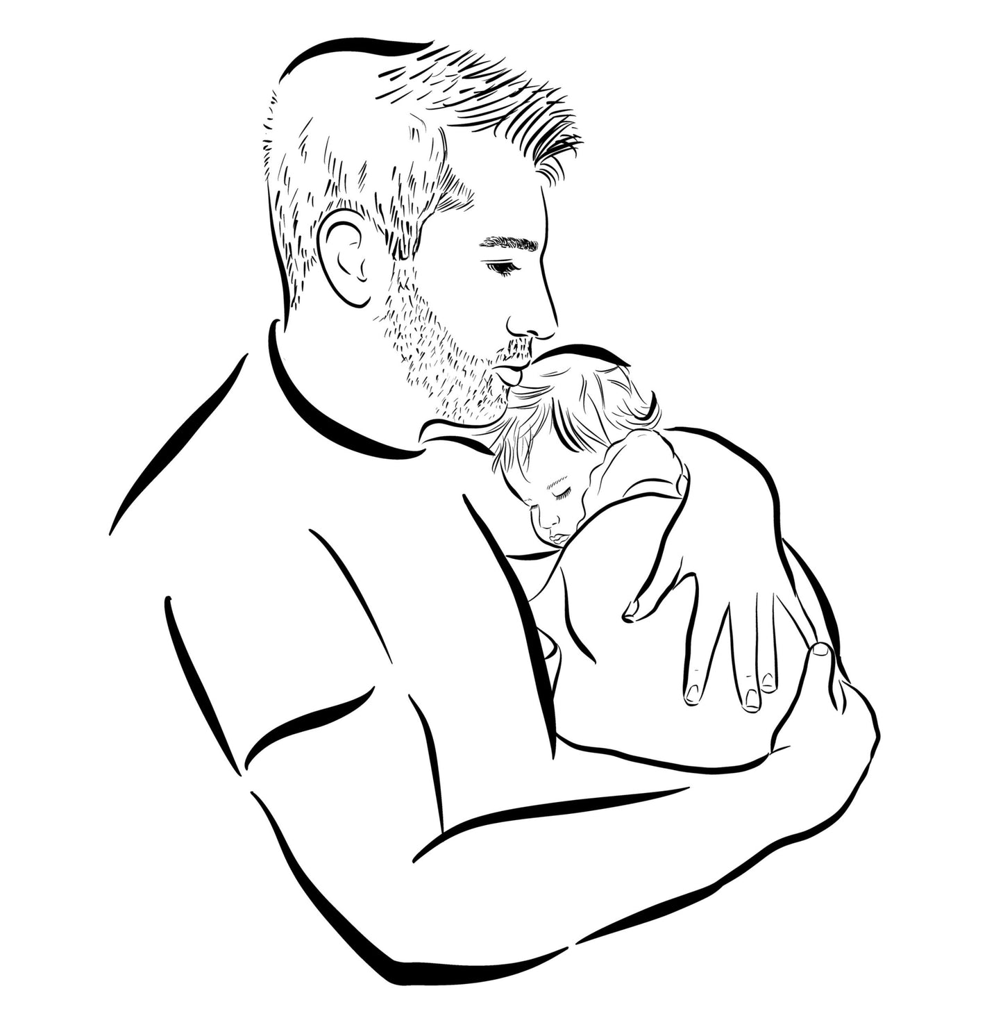 Custom Daddy And Child Portrait From Photo