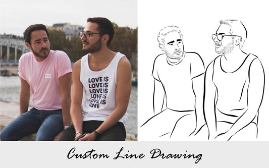 Custom Gay Couple Portrait From Photo