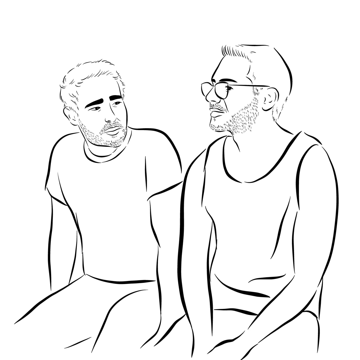 Custom Gay Couple Portrait From Photo