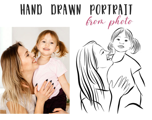 Custom Mother And Daughter Portrait From Photo