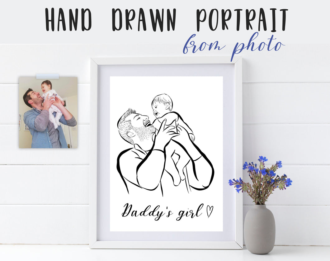 Custom Daddy And Child Portrait From Photo