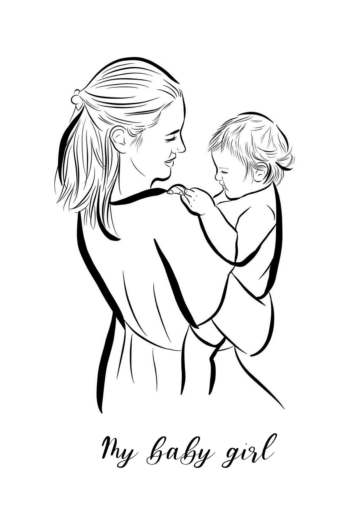 Custom Mother And Toddler Portrait From Photo