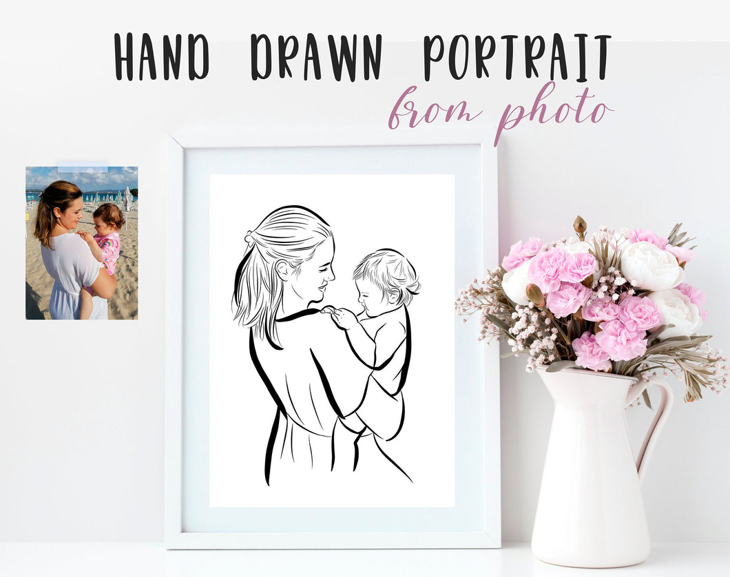 Custom Mother And Toddler Portrait From Photo