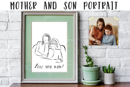 Custom Mother And Son Portrait From Photo