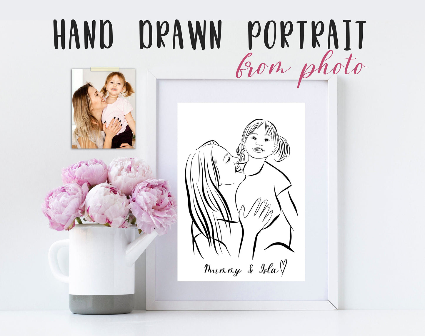 Custom Mother And Daughter Portrait From Photo