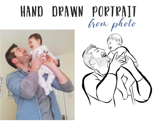 Custom Daddy Gift from Daughter. Personalised Portrait Print. Fathers Day Gift Custom Art. Family sketch. Gift to dad. Line Illustration