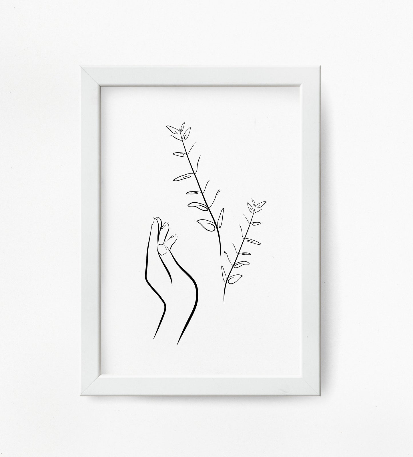 Minimalist Hand And Eucalyptus Line Art