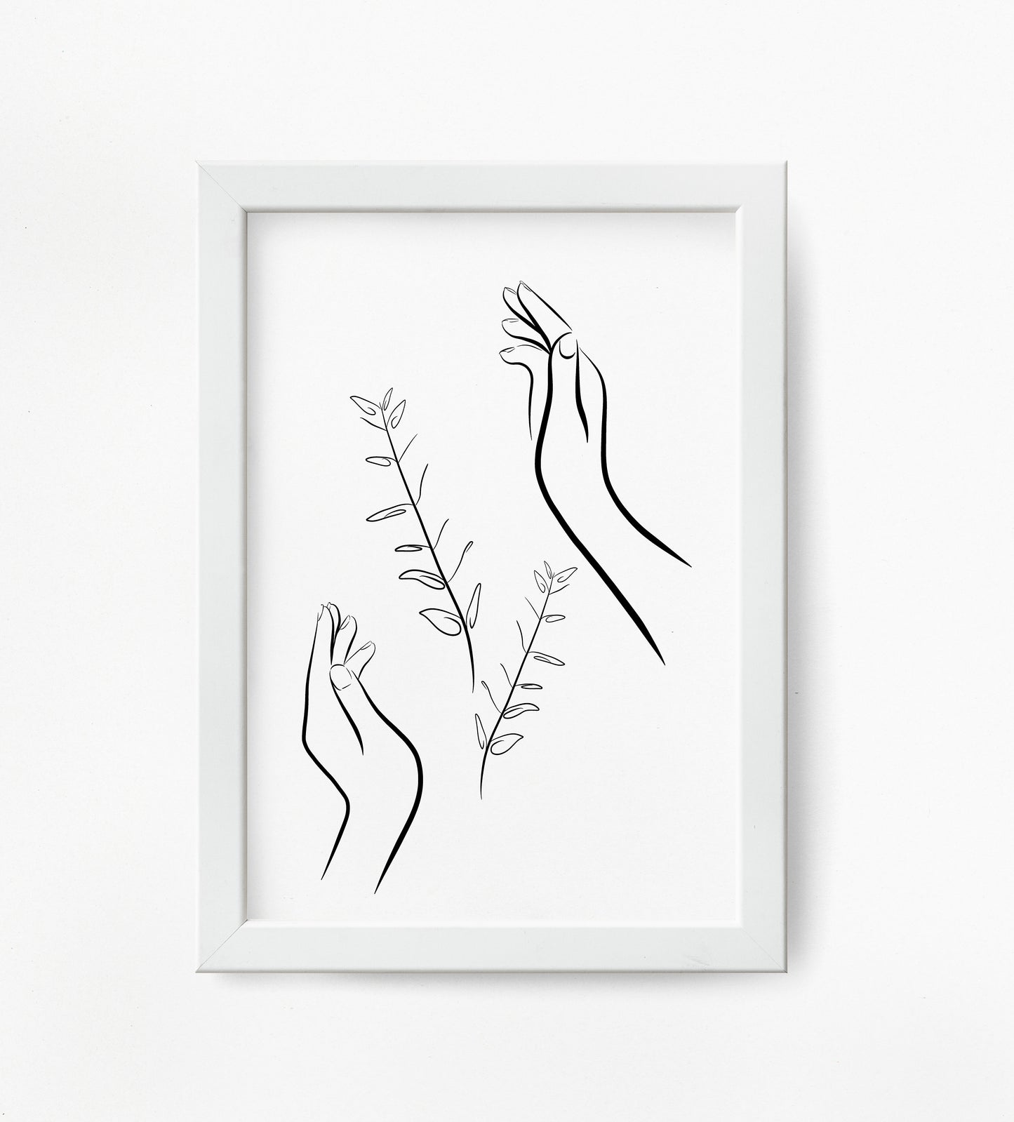 Minimalist Hand And Eucalyptus Line Art