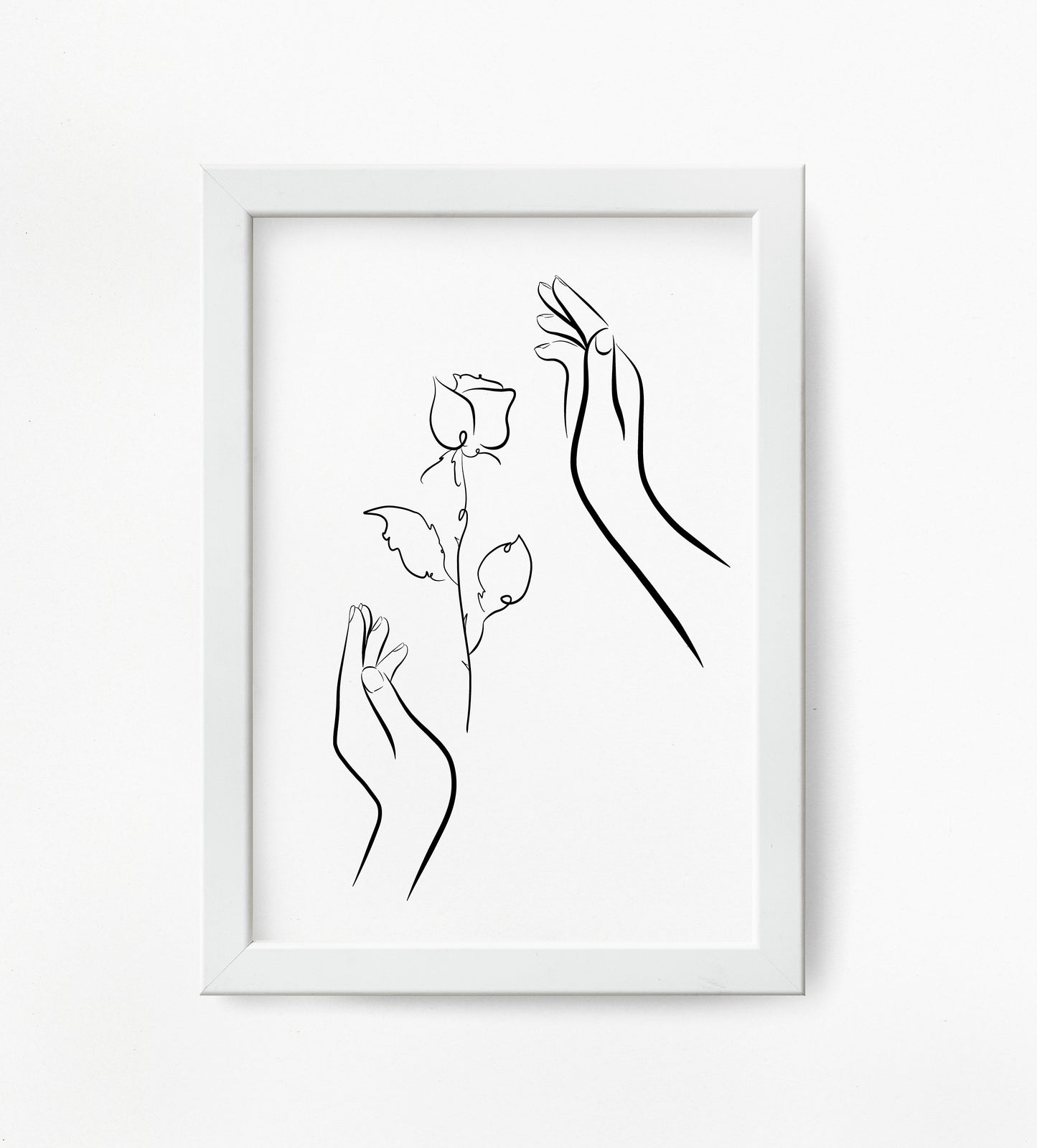 Minimalist Hands And Rose Line Art