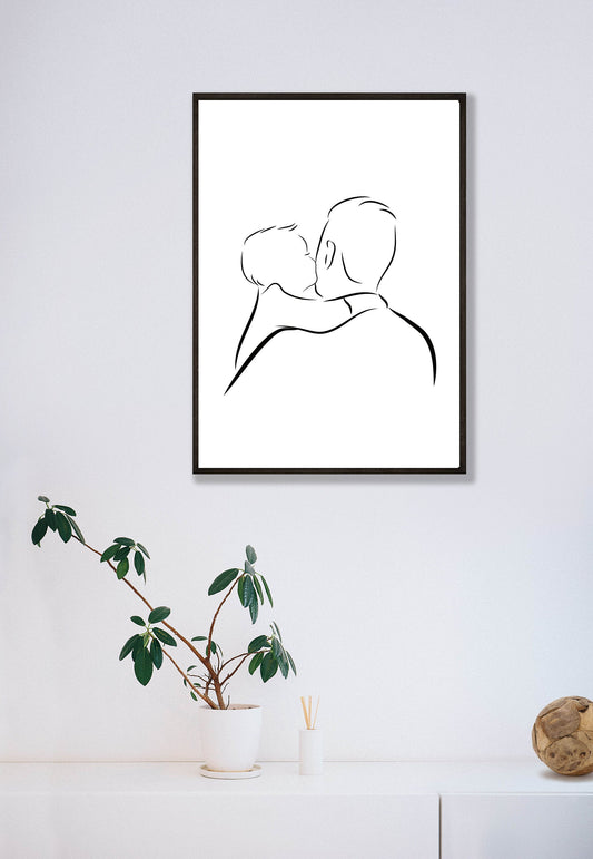 Father's Day Gift. Gift From Baby. Gift From Child. Minimalist Line Art Father And Child. Simple Line Fatherhood Gift.