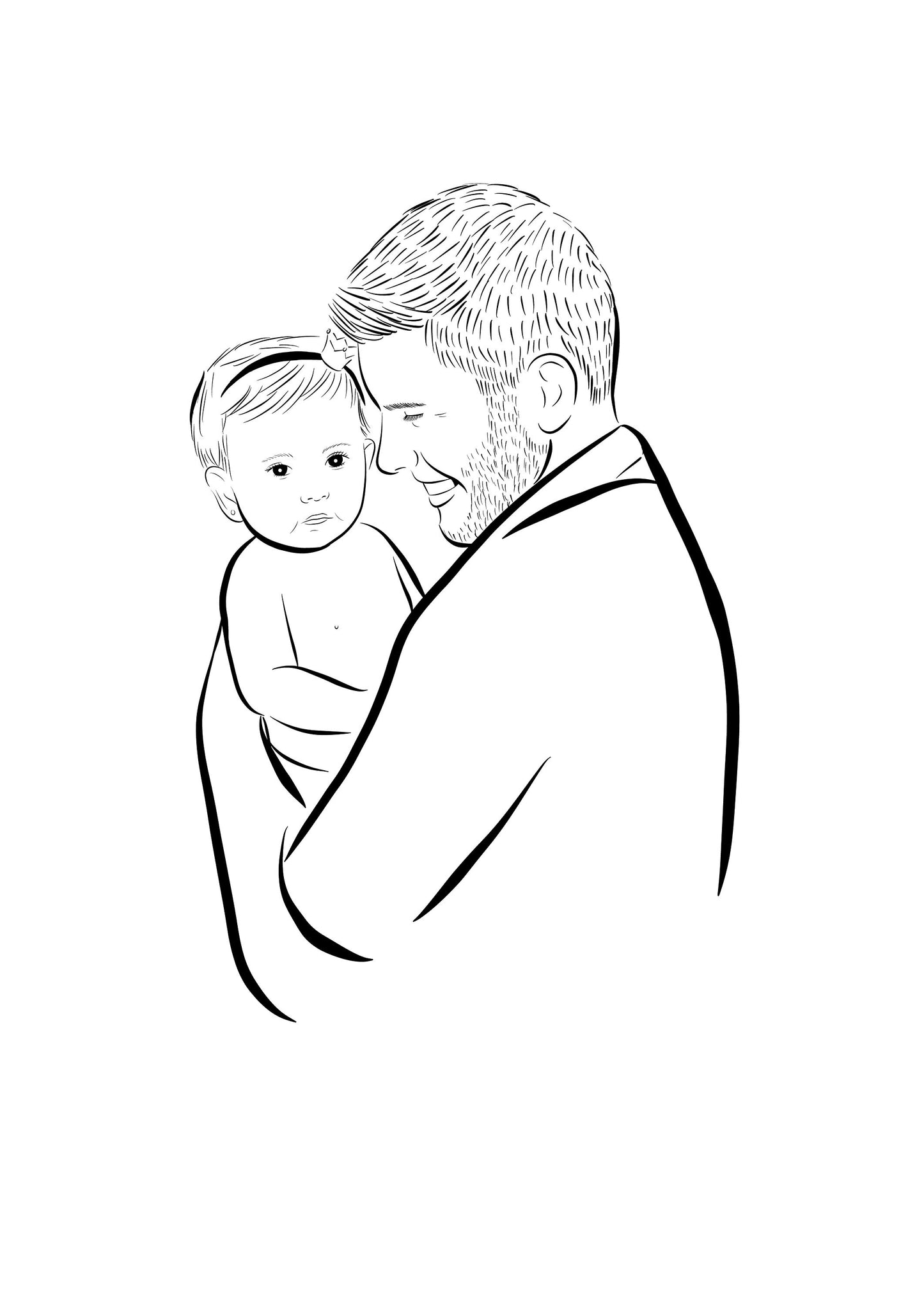 Custom Daddy And Child Portrait From Photo