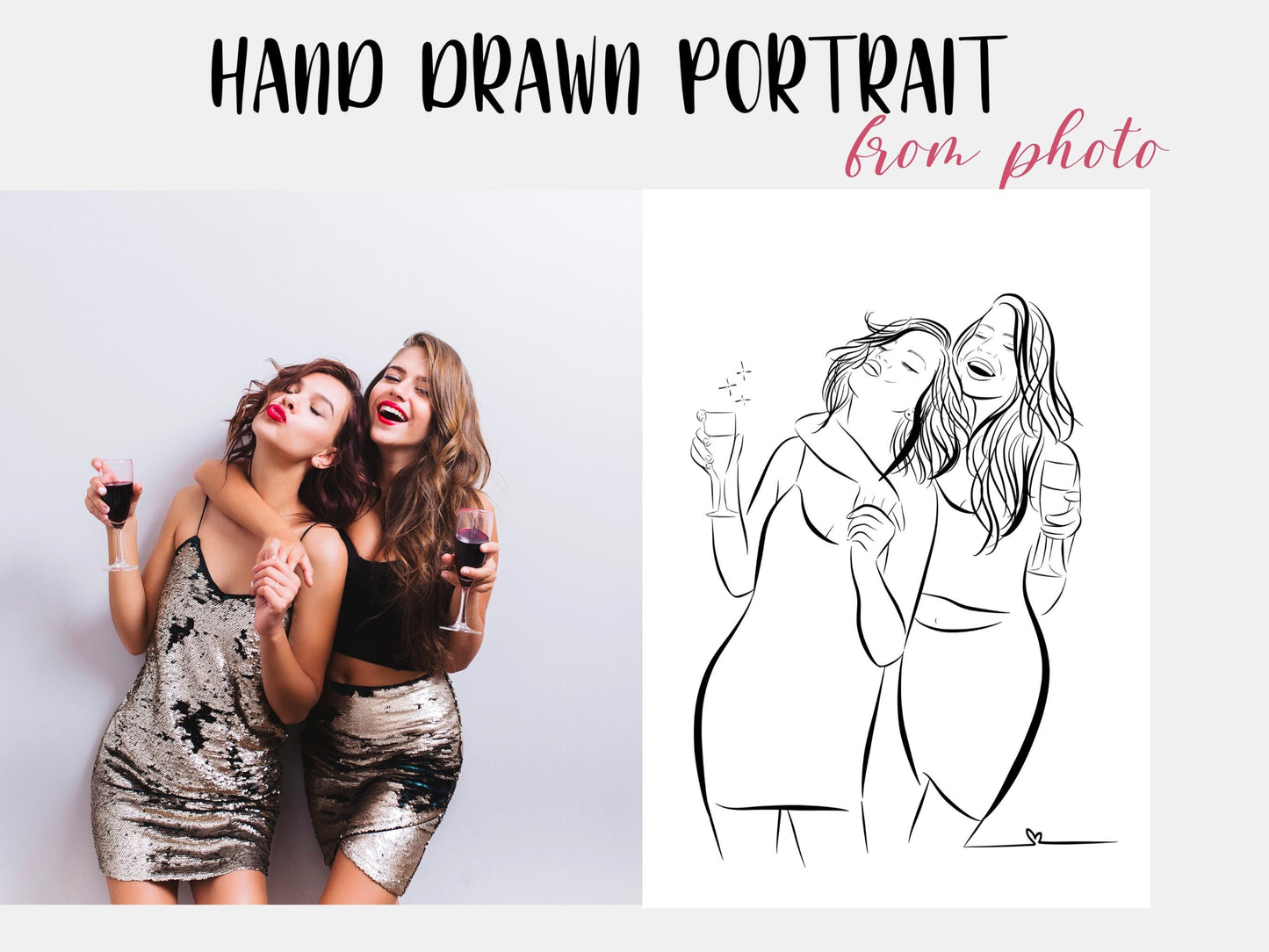 Custom Best Friends Portrait From Photo